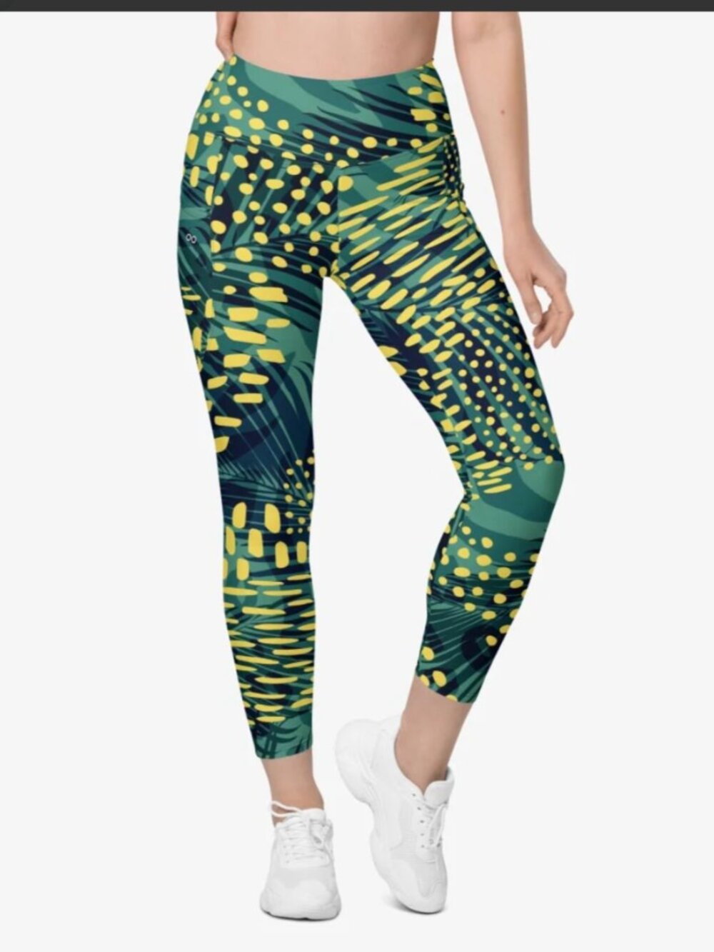 Loony Legs 'Wild Tribe' Leggings Size Medium Abstract Animal Print Green Yellow